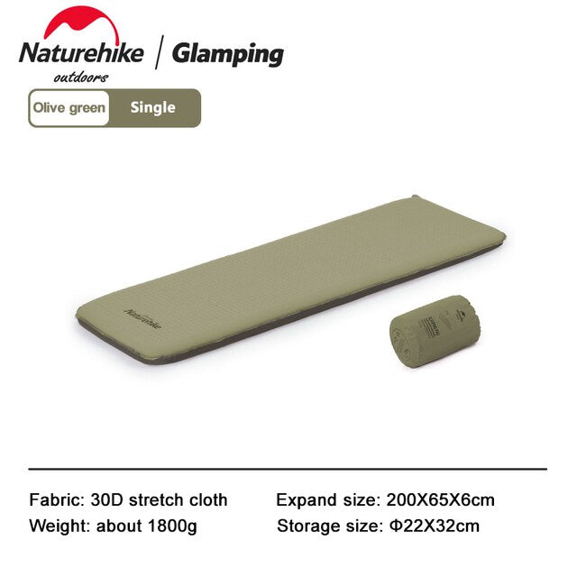 Naturehike 6CM Thick Foam Automatic Self Air Inflate Sleeping Mattress Camping Bed Pad Mat Elastic Folding Cushion Auto Inflated Single Double