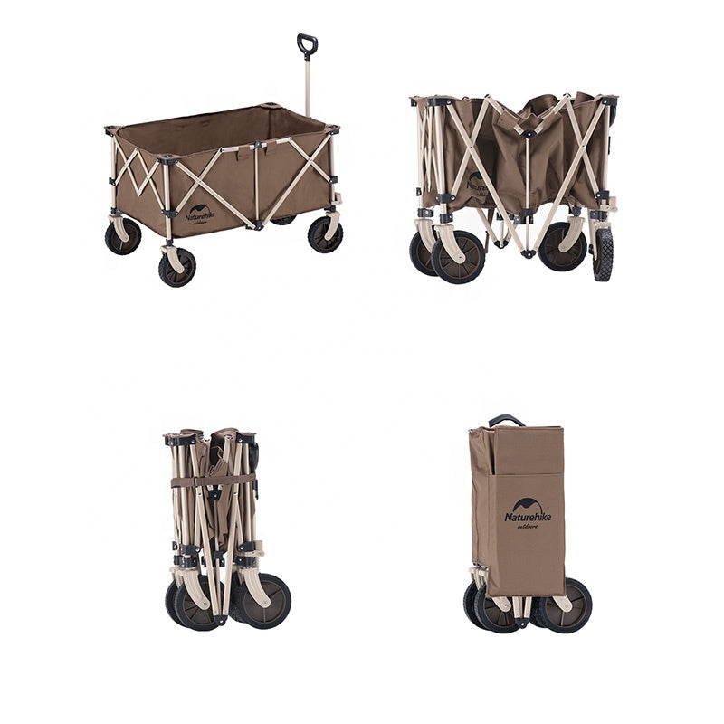 Naturehike TC02 193L Outdoor Portable Black Trolley Carrying Cart 4 Way Folding Camping Glamping Camp Travel Wagon 80KG Max Load Foldable Collapsible