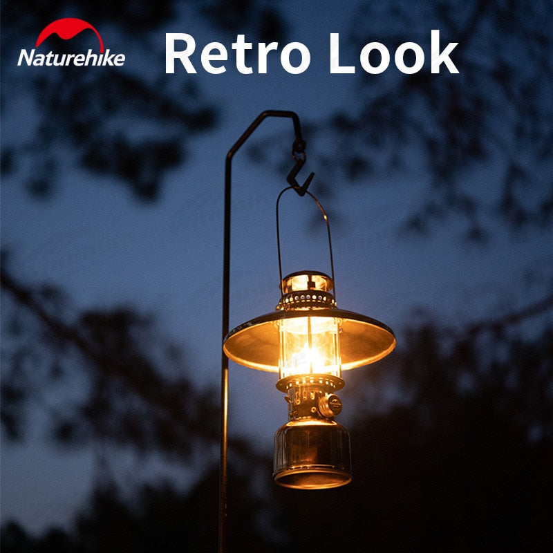 Naturehike Portable Retro Atmosphere Gas Lamp Outdoor Vintage Hanging Lantern Night Light Tent Butane Fuel Lamp Lighting Electronic Spark Outdoor Hiking Beach Picnic Travel Heavy Duty Original Nature Hike