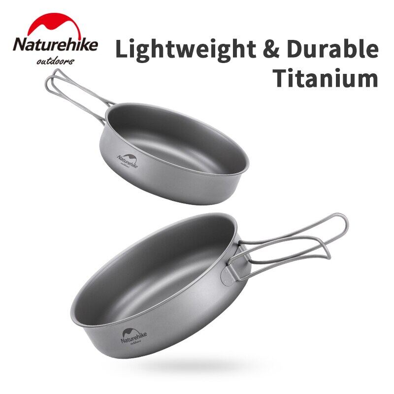 Naturehike Pure Titanium Pot Outdoor Portable Lightweight Cooking Pot Cutlery Utensil Fyring Pan Hanging Pot Food Grade Titanium Cookware Camping Hiking Picnic  Heavy Duty Original Nature Hike