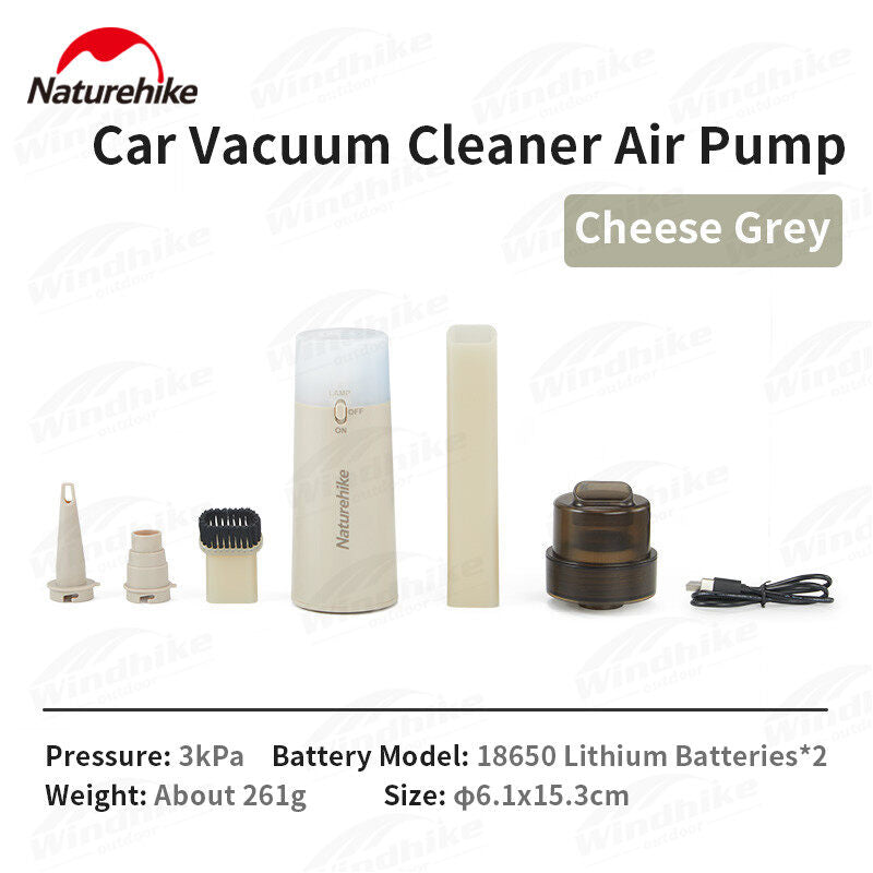 Naturehike Multifunctional Car Camping Vacuum Cleaner Air Pump Outdoor Portable Lightweight High Power Fast Inflate Deflate Pump USB Charging Light Camping Hiking Swimming Travel Heavy Duty Original Nature Hike
