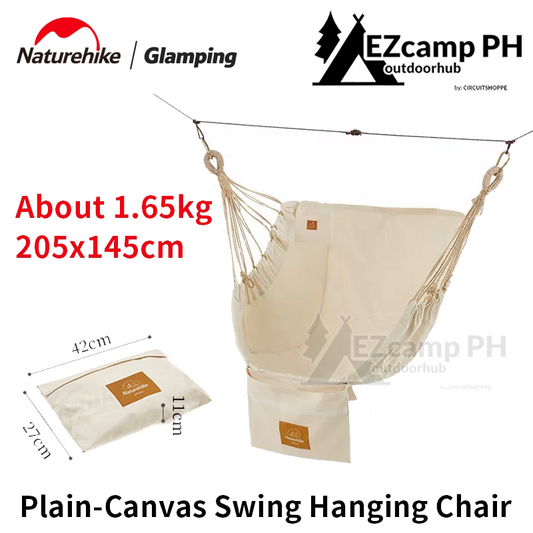Naturehike 120x145cm Canvas Cotton Hanging Hammock Camping Swing Chair Outdoor Portable 150Kg Load Bearing Beach Travel Hanging Bed Nature Hike