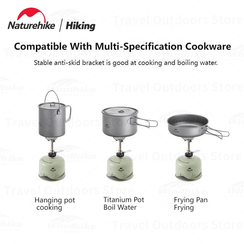 Naturehike Ultralight 85g Camping Gas Burner High Fire Power 3000W Travel Hiking Backpacking Butane Stove Foldable Outdoor Mini Portable Folding Head