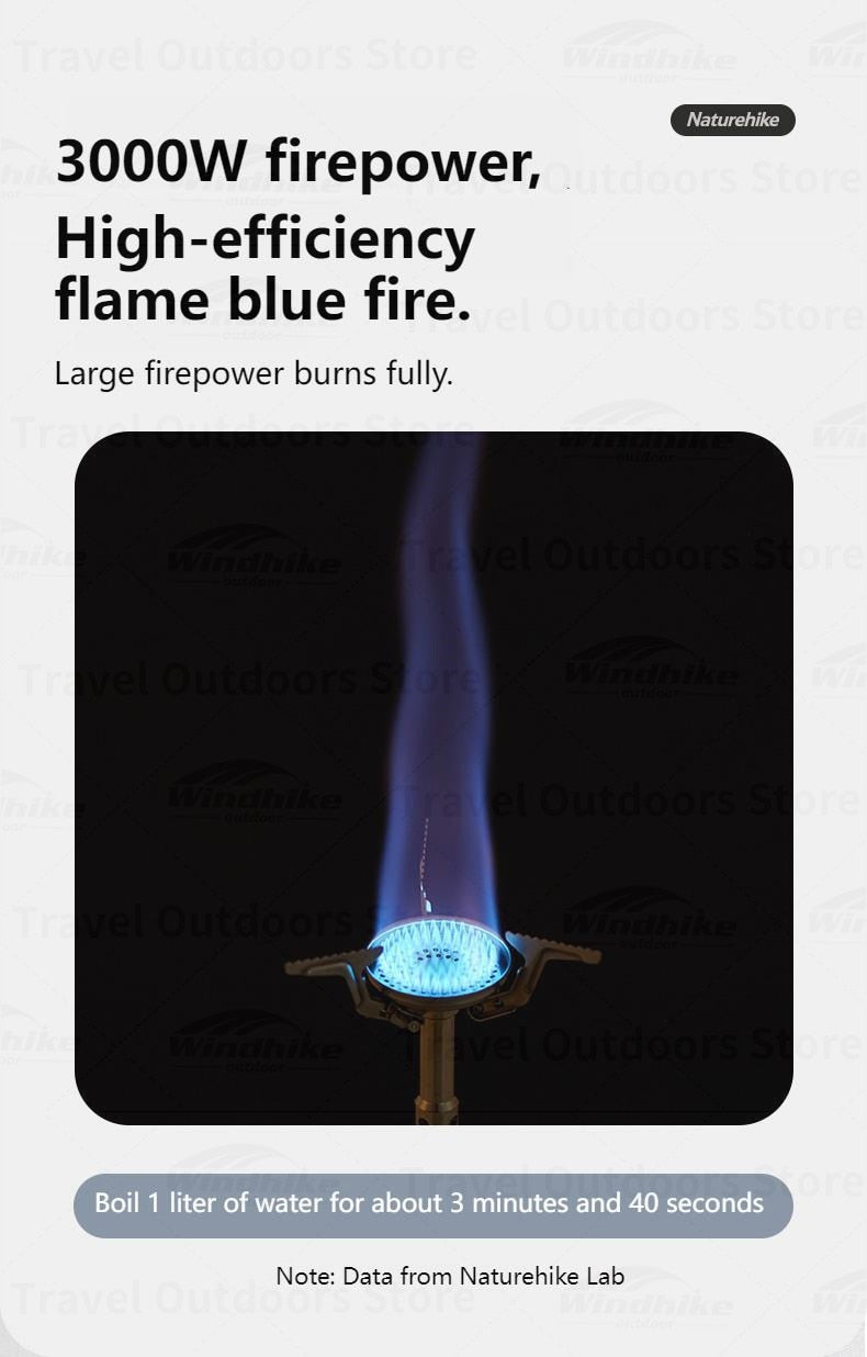 Naturehike Ultralight 85g Camping Gas Burner High Fire Power 3000W Travel Hiking Backpacking Butane Stove Foldable Outdoor Mini Portable Folding Head