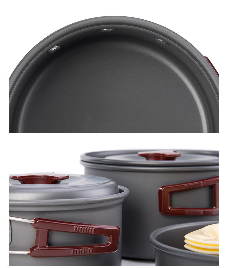 Naturehike 4 in 1 Portable Camping Cookware Pot Set for 2 to 3 Person Frying Pan Hiking Cooking Tools with Cover Utensils Lightweight Aluminum