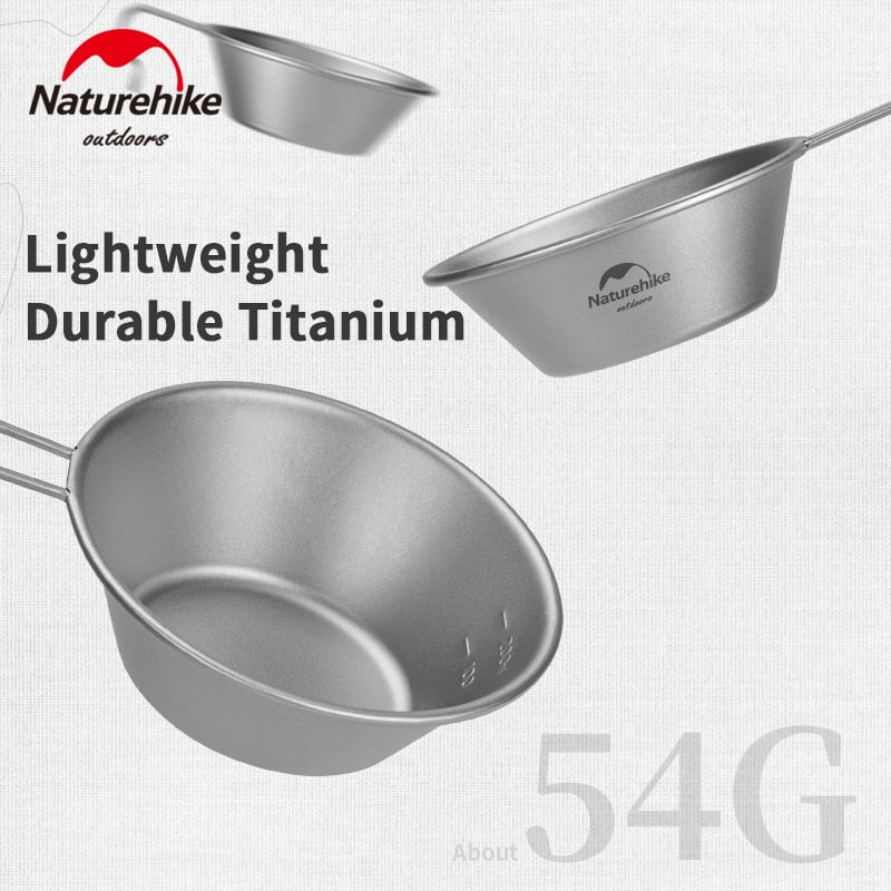 Naturehike 300ml 450ml Hanging Pure Titanium Bowl Portable Ultralight 54g Outdoor Picnic Tableware Shera Bowl Camping Hiking Utensil Cooking Hang