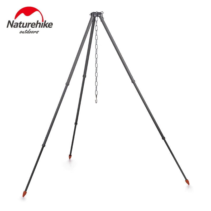 Naturehike Portable Hanging Pot & Tripod Ultralight 6L 10L Large Capacity Aluminum Alloy Camping Cookware And Telescopic Adjustable Hang Stand Outdoor Cooking For 6 to 10 Persons Hiking Picnic Beach Travel Heavy Duty Original Nature Hike