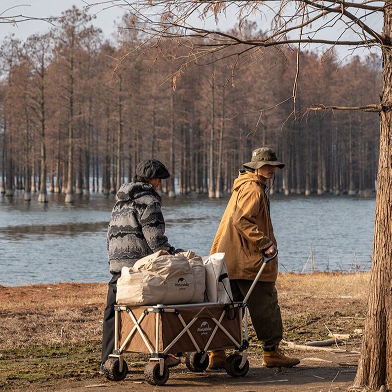 Naturehike TC03 140L Capacity Portable 4 Way Folding Camping Outdoor Trolley Cart 120kg Max Load Big Large Detachable Wheels Wagon