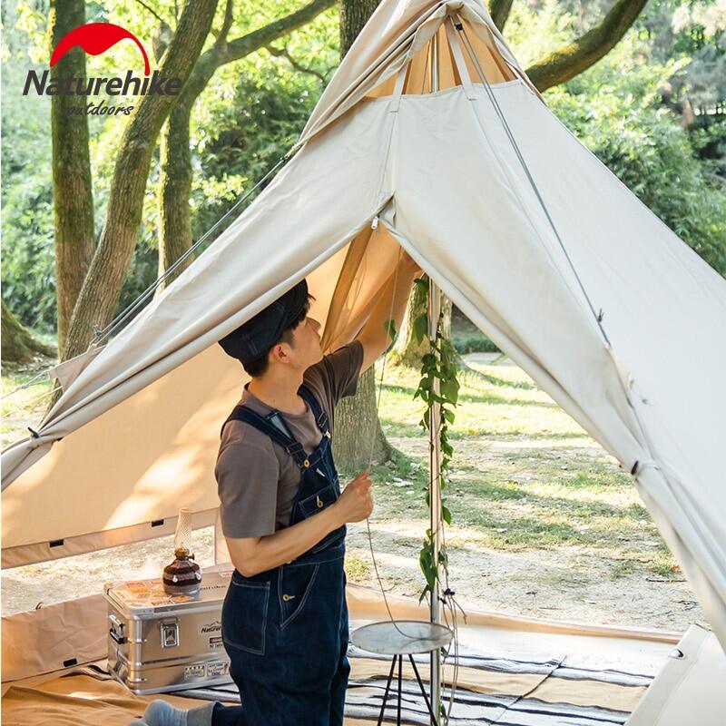 Naturehike BRIGHTEN Series 6.4 Blended Cotton Pyramid Bell Camping Glamping Tent 6.4m² Family Waterproof Outdoor Luxury Shelter for 4 to 6 Person Tipi