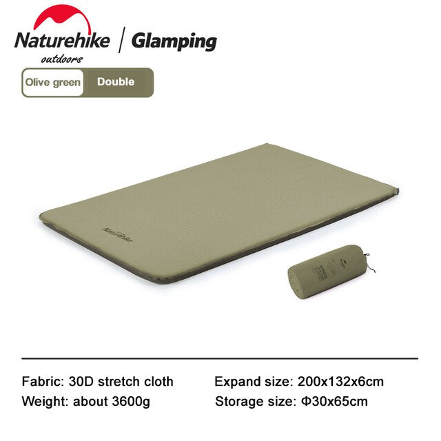 Naturehike 6CM Thick Foam Automatic Self Air Inflate Sleeping Mattress Camping Bed Pad Mat Elastic Folding Cushion Auto Inflated Single Double