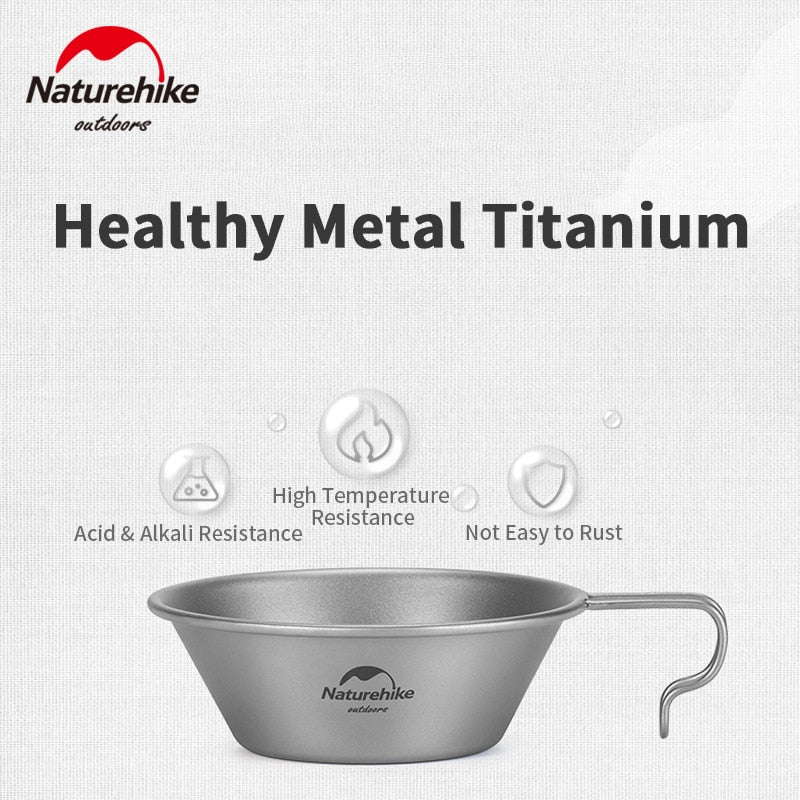Naturehike 300ml 450ml Hanging Pure Titanium Bowl Portable Ultralight 54g Outdoor Picnic Tableware Shera Bowl Camping Hiking Utensil Cooking Hang