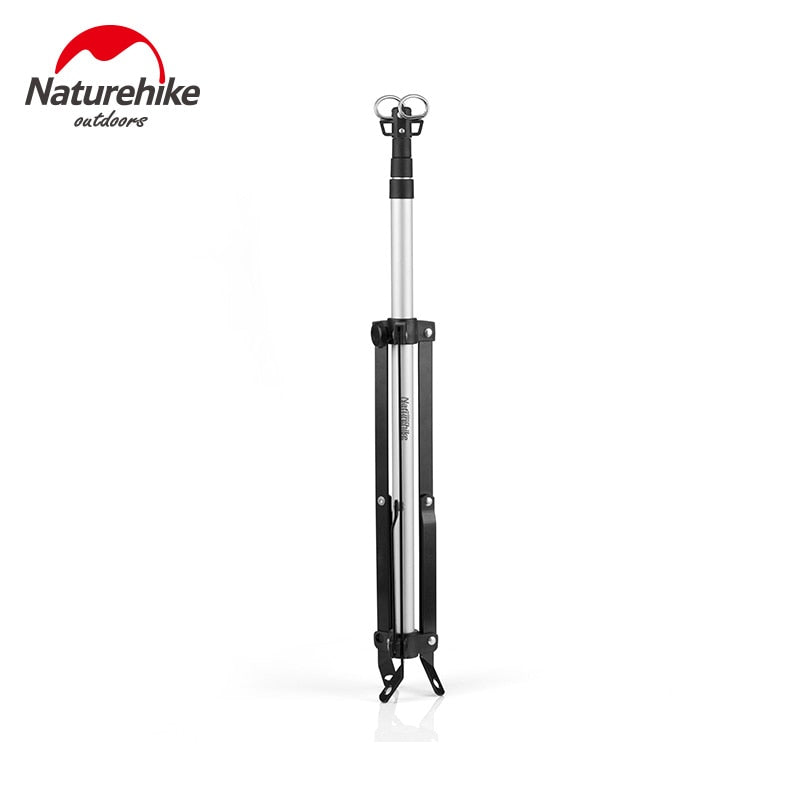 Naturehike Adjustable Light Stand Outdoor Portable Lightweight Lamp Holder Post Telescopic Camping Lantern Pole With Tripod Stable Retractable Hanger Silver Aluminum Alloy Camping Hiking Picnic Beach Travel Heavy Duty Original Nature Hike