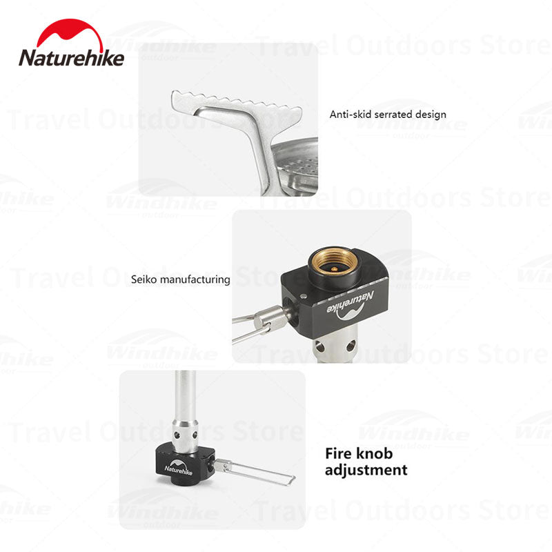 Naturehike Ultralight 85g Camping Gas Burner High Fire Power 3000W Travel Hiking Backpacking Butane Stove Foldable Outdoor Mini Portable Folding Head