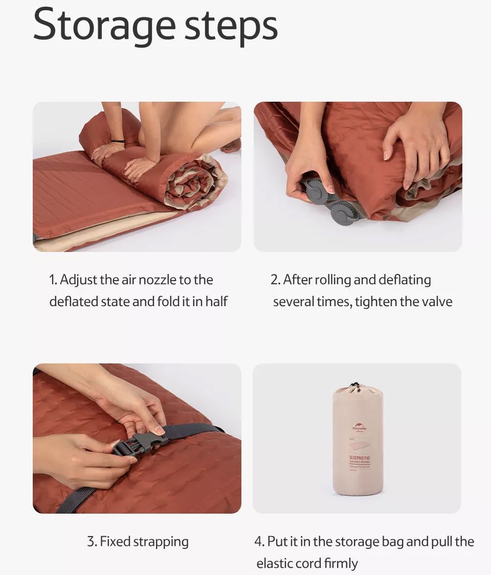 Naturehike 6CM Thick Foam Automatic Self Air Inflate Sleeping Mattress Camping Bed Pad Mat Elastic Folding Cushion Auto Inflated Single Double