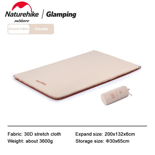 Naturehike 6CM Thick Foam Automatic Self Air Inflate Sleeping Mattress Camping Bed Pad Mat Elastic Folding Cushion Auto Inflated Single Double