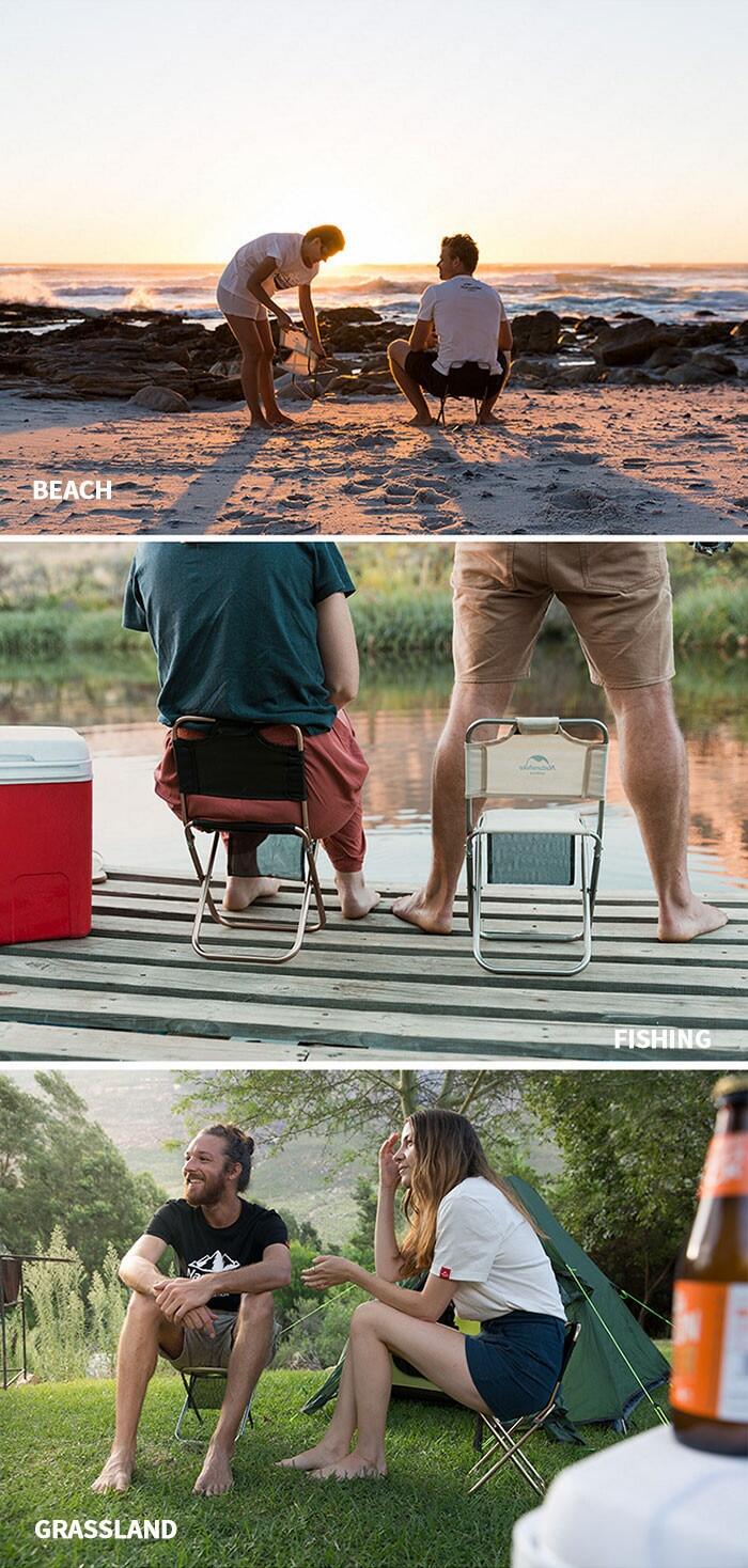 Naturehike Folding Mini Camping Chair Portable Ultralight Foldable Fishing Chair 80KG Max Load Aluminum Alloy Stool Backrest Leisure Outdoor Hiking Camping Picnic Travel Heavy Duty Original Nature Hike