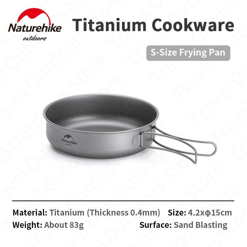 Naturehike Pure Titanium Pot Outdoor Portable Lightweight Cooking Pot Cutlery Utensil Fyring Pan Hanging Pot Food Grade Titanium Cookware Camping Hiking Picnic  Heavy Duty Original Nature Hike