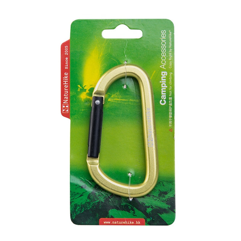 Naturehike Outdoor D Type 8cm Carabiner Camping Tent Accessories Hooks Fast Hanging Multi-Functional Aluminum Alloy Hang Safety Buckle Key Chain