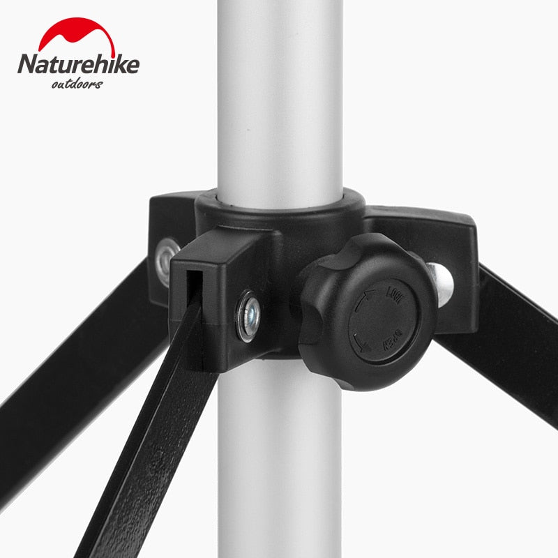 Naturehike Adjustable Light Stand Outdoor Portable Lightweight Lamp Holder Post Telescopic Camping Lantern Pole With Tripod Stable Retractable Hanger Silver Aluminum Alloy Camping Hiking Picnic Beach Travel Heavy Duty Original Nature Hike