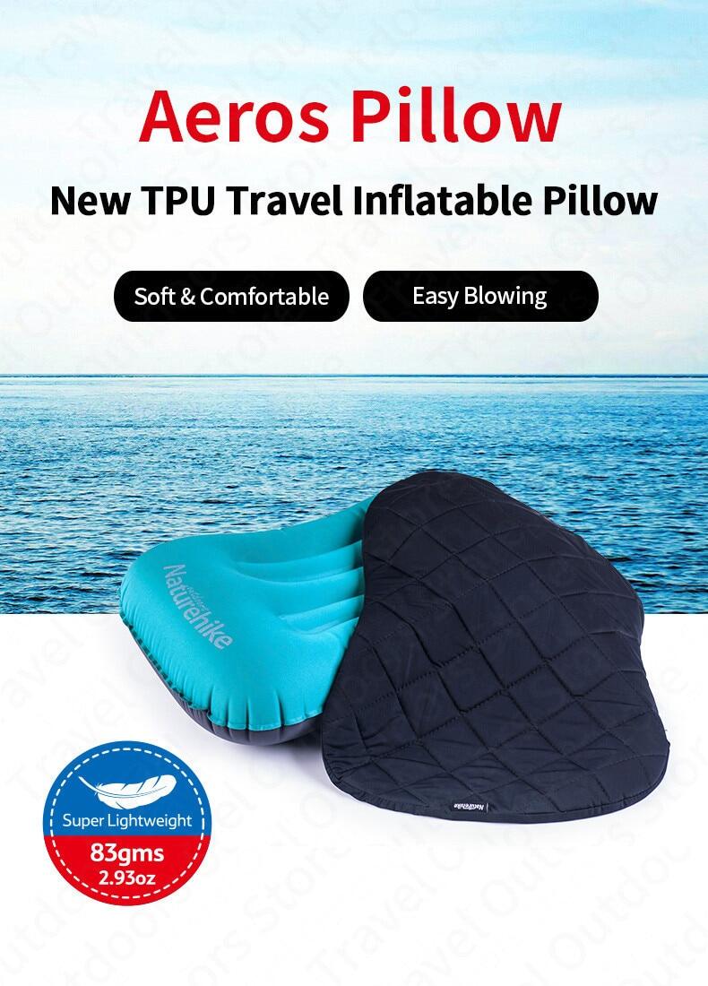 Naturehike AEROS Series Inflatable Pillow Portable Ultralight Air Inflatable TPU Pillow With Optional Comfortable Pillow Cover Case Inflate Inflating Camping Outdoor Hiking Beach Picnic Travel Original Nature Hike