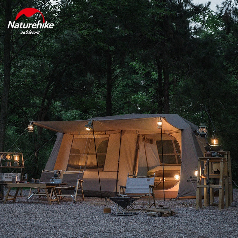 Naturehike VILLAGE 13 Cabin Style 13sqm 5 to 8 Person 2 Bedroom 1 Living Room Camping Automatic Pole Outdoor Tent Waterproof Portable Camp Shelter