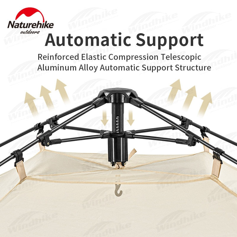 Naturehike ANGO 4 Person Automatic Pole Camping Tent Front Back Side Awning Canopy Snow Rain Skirt Auto Pop up Waterproof Family Outdoor Portable Foldable Folding