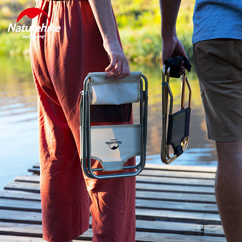 Naturehike Folding Mini Camping Chair Portable Ultralight Foldable Fishing Chair 80KG Max Load Aluminum Alloy Stool Backrest Leisure Outdoor Hiking Camping Picnic Travel Heavy Duty Original Nature Hike