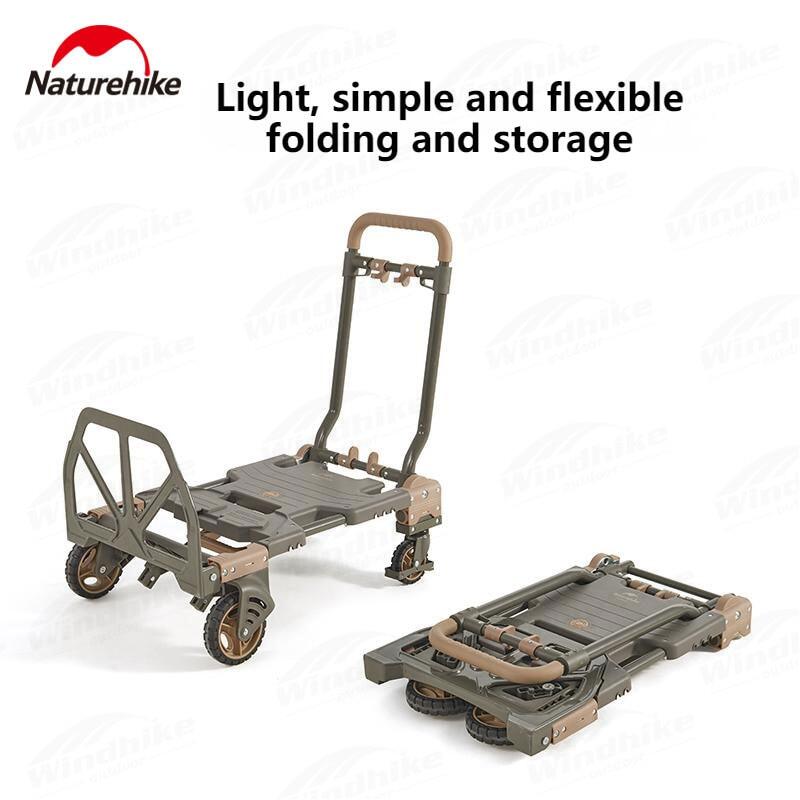 Naturehike TC08 Outdoor Foldable Trolley Multi Functional 2 In 1 Camping Small Cart Portable Luggage Push Pull Folding Cart Wagon Equipment