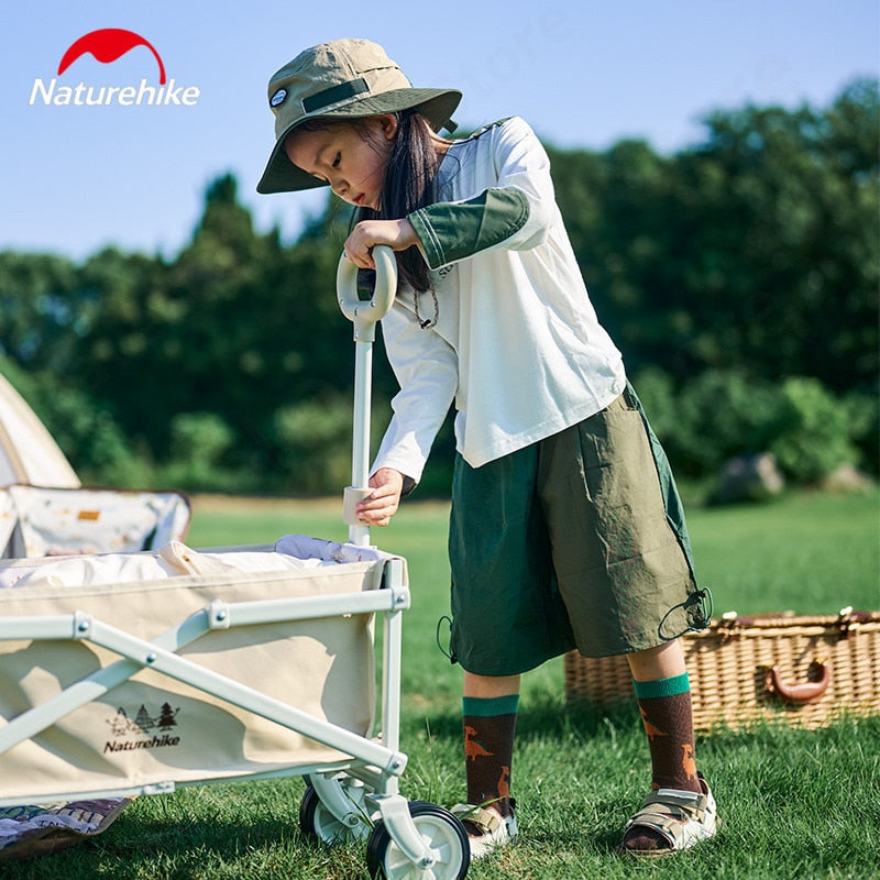 Naturehike KIDS Series TC06-Mini Outdoor Trolley 35L Capacity Portable Foldable Camping Picnic Wheelbarrow Carrier Wagon for Child Children Outdoor Cart