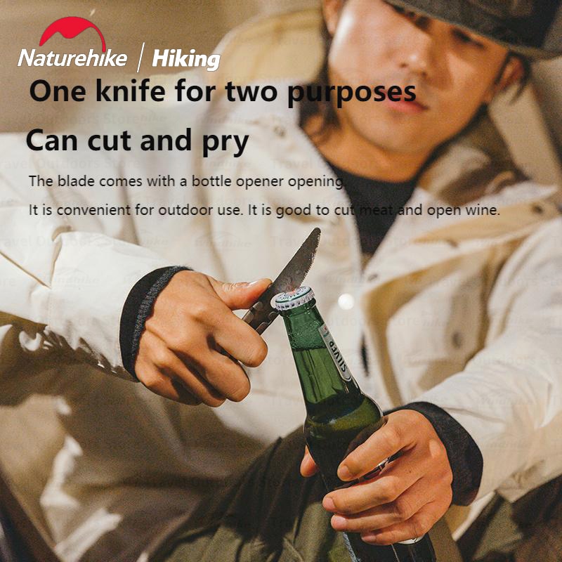 Naturehike 3-in-1 Titanium Tableware Set Portable Ultralight Cutlery Spoon Fork Knife Bottle Opener Camping Hiking Backpacking Dining Utensil