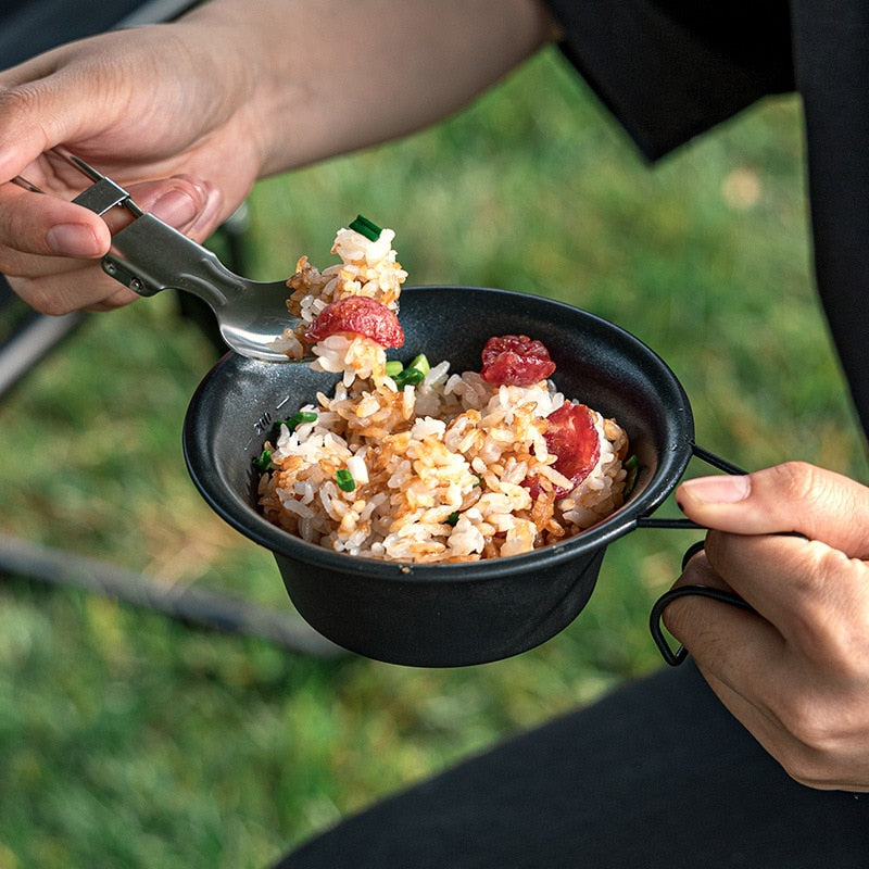 BLACKDOG by Naturehike 300ml Stainless Steel Black Shera Bowl Non Stick Coating Outdoor Camping Portable Dish Cookware Hanging Hang Tableware Cup Pot