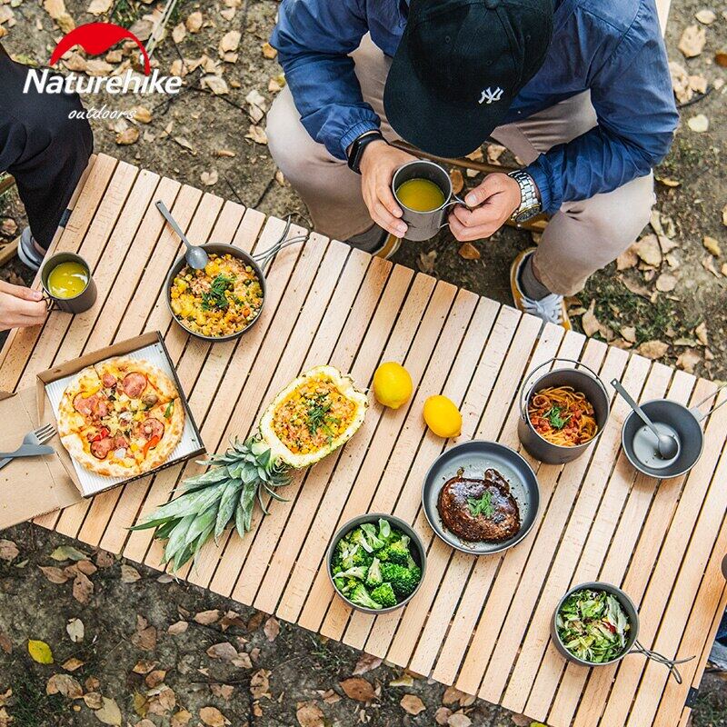 Naturehike Pure Titanium Pot Outdoor Portable Lightweight Cooking Pot Cutlery Utensil Fyring Pan Hanging Pot Food Grade Titanium Cookware Camping Hiking Picnic  Heavy Duty Original Nature Hike