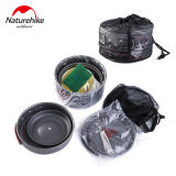 Naturehike 4 in 1 Portable Camping Cookware Pot Set for 2 to 3 Person Frying Pan Hiking Cooking Tools with Cover Utensils Lightweight Aluminum