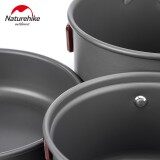 Naturehike 4 in 1 Portable Camping Cookware Pot Set for 2 to 3 Person Frying Pan Hiking Cooking Tools with Cover Utensils Lightweight Aluminum