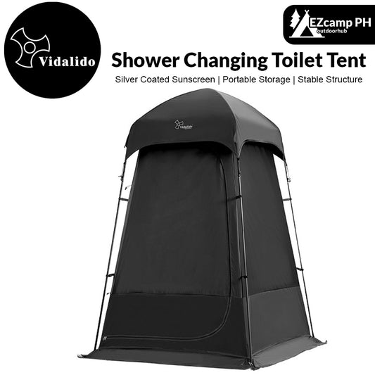 Vidalido Black Shower Changing Outdoor Camping Beach Fishing Bath Toilet Tent Waterproof Windproof Portable Outdoor Dresser Privacy Tent Silver Coated Sunscreen Stable Steel Iron Poles