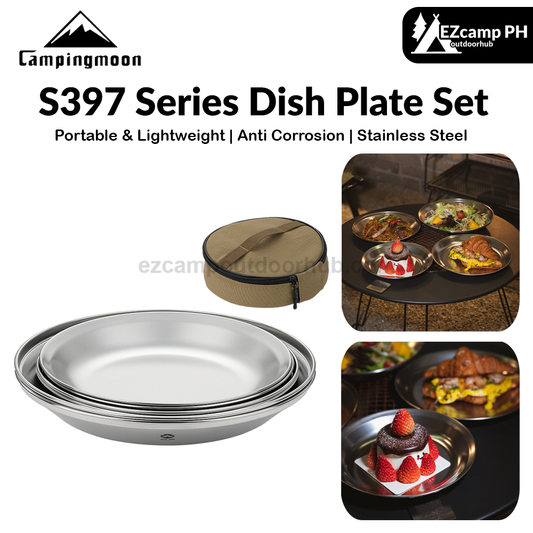 Campingmoon S397 Series Dish Plate Set Stainless Steel Tableware Anti-Corrosion Outdoor Camping Sold Set Or Per Piece With Optional Storage Bag
