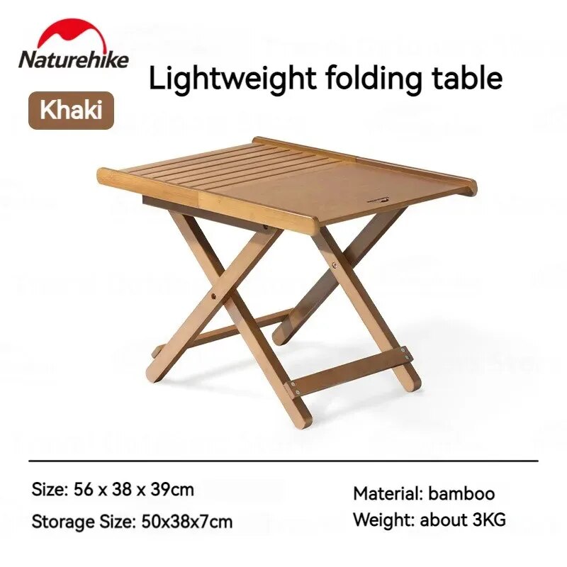 Naturehike Bamboo Wood Folding Table Outdoor Camping Picnic Home BBQ Coffee Tea Table Portable Ultralight Foldable Storage Easy Open Close Nature Hike