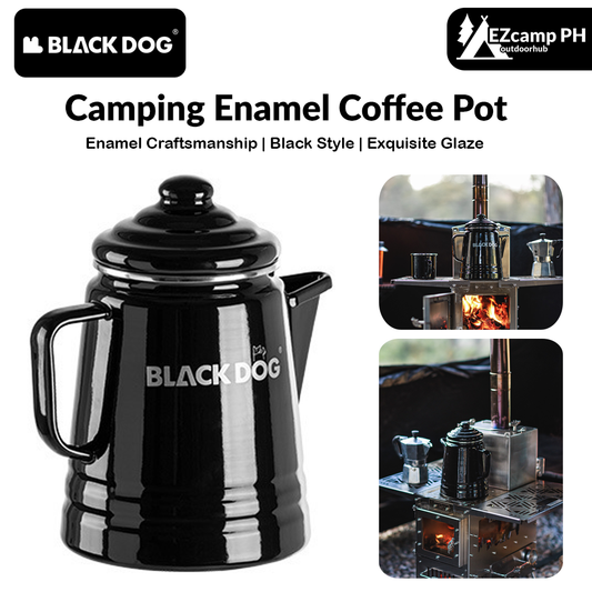 BLACKDOG Camping Enamel Coffee Pot Portable Lightweight High-Capacity Coffee Black Kettle 2L Stainless Steel Thermos Teapot Outdoor Hiking Picnic Travel Heavy Duty Original Black Dog