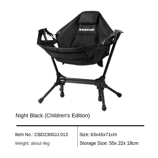 BLACKDOG Black Square Rocking Chair Portable Ultralight Steel Aluminum ...
