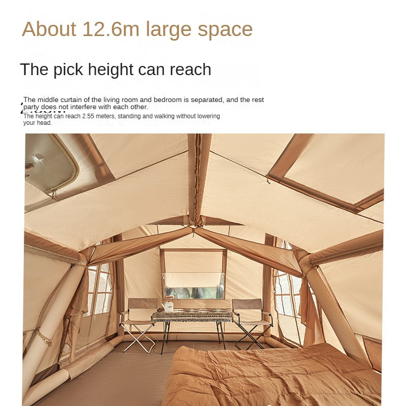 Mobi Garden CLOUD VILLA 12.6 Air Inflatable Tent Luxury Glamping Large 12.6m² Polyester Fiber Canvas Fabric PVC Air Poles 1 Bedroom 1 Living room for 6-8 Persons Waterproof Outdoor Camping MobiGarden