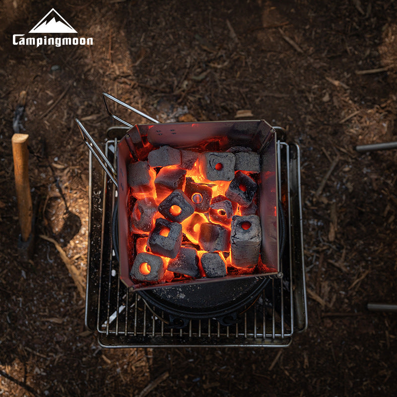 Campingmoon MT-19 Large Folding Firewood Stove Portable Fire Starter Charcoal Burner Grill Stove with Storage Bag Outdoor Tool Equipment MT-19-W