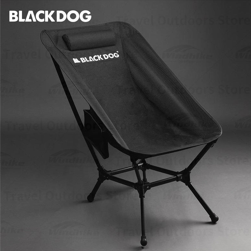 BLACKDOG by Naturehike Black High Back Portable Folding Moon Chair 2-Way Reclining Outdoor Camping Ultralight Foldable Aluminum 120kg Max 900D Oxford