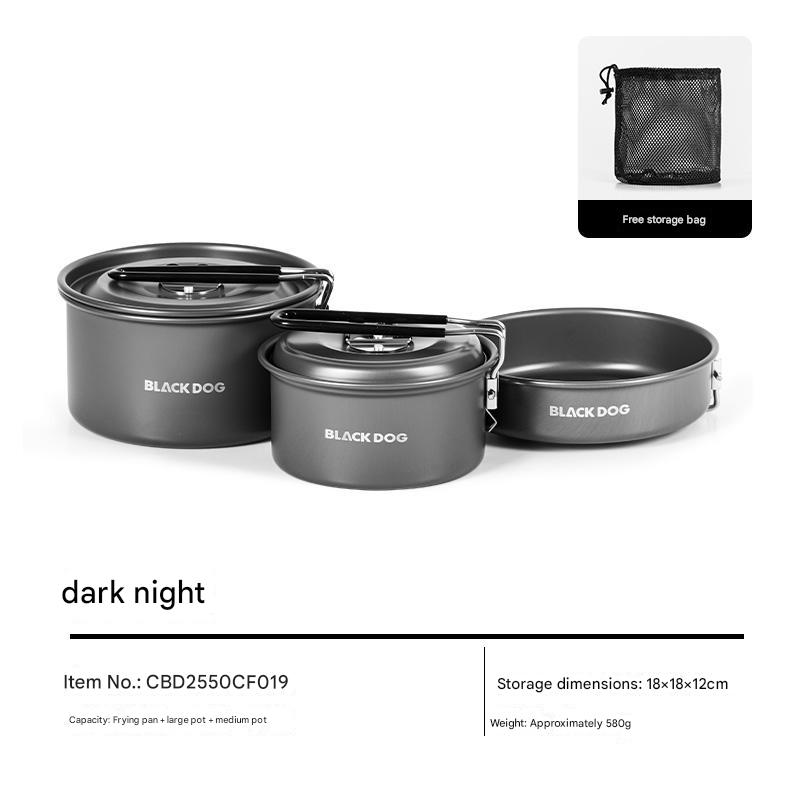 Blackdog Camping Cookware Set Portable Lightweight Multipurpose Cooking Aluminum Alloy Large Capacity Frying Pan Water Pot Storage Tableware Kitchenware