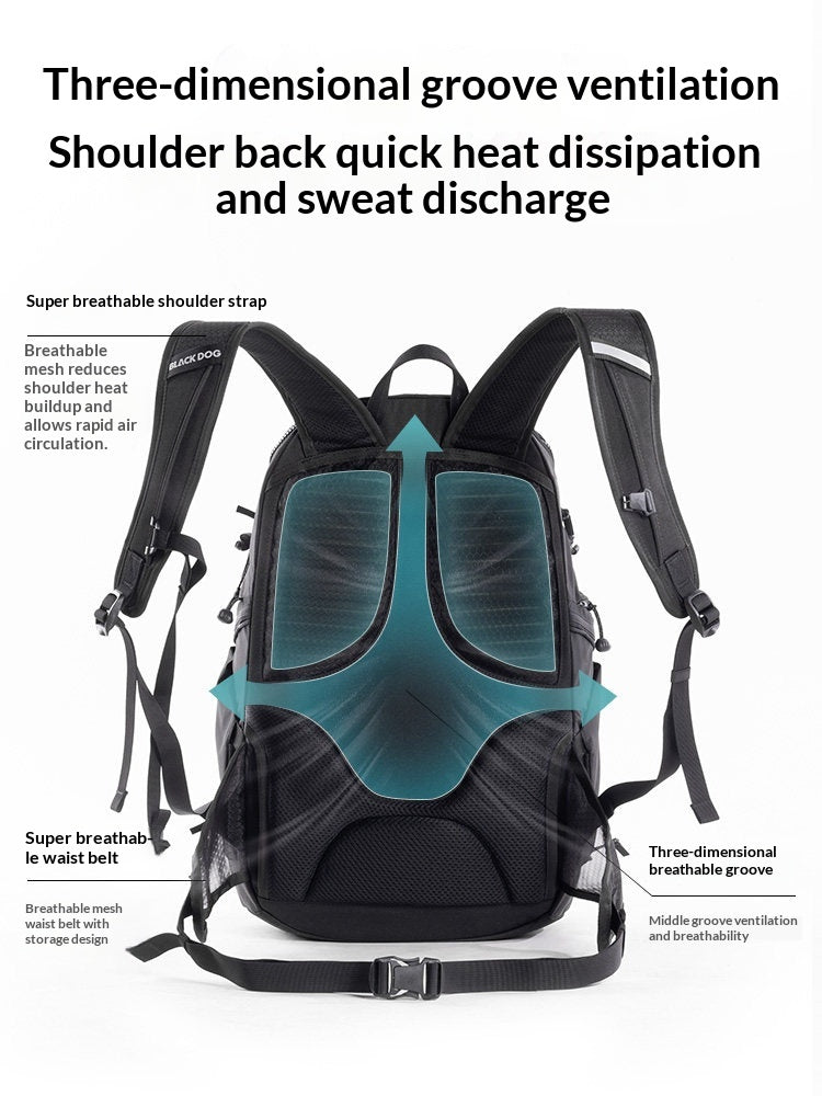 BLACKDOG ONYX TRAIL Backpack Lightweight Black 20L Water-Resistant Backpack Durable CORDURA Fabric Multi-Compartment Travel Hiking Camping Daypack