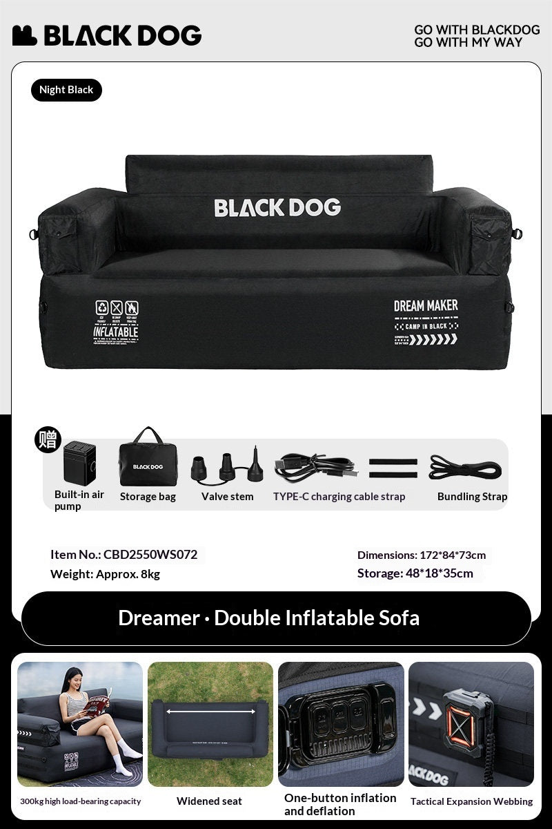 BLACKDOG Dream Maker Double Inflatable Sofa Portable Lightweight Quick Inflation Deflation Widened Load Bearing Up To 300kg Outdoor Camping Travel