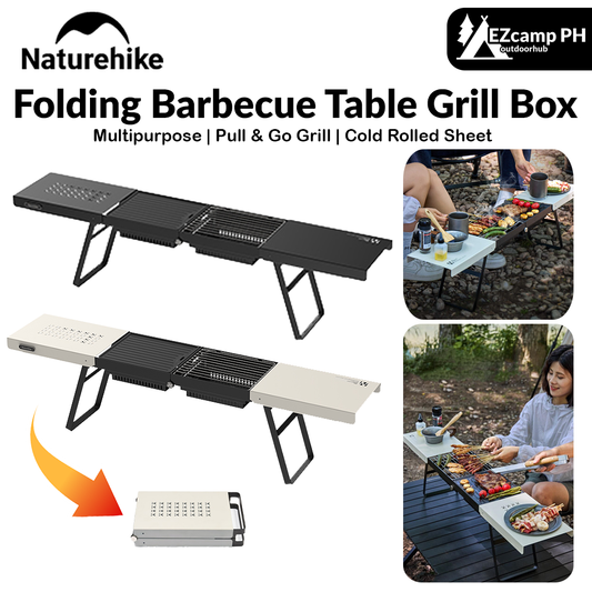 Naturehike Folding Barbecue Table Grill Box Portable Lightweight Multifunctional Foldable Black White BBQ Grill Rack Stove Table Supply Camping Outdoor Cooking Hiking Picnic Barbecue Beach Travel Heavy Duty Original Nature Hike