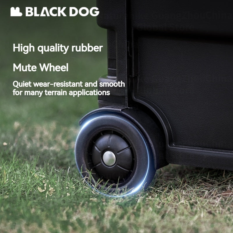 BLACKDOG Black Folding Trolley Portable Lightweight 50L Capacity Storage Box Cart With Wheels Pushing Cart Pull Rod Shopping Camping Hiking Picnic Travel Equipment Heavy Duty Original Black Dog