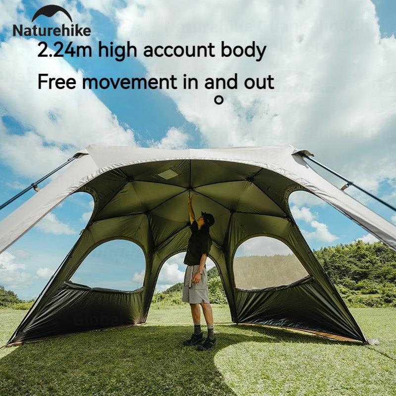 Naturehike CLOUD WORLD Series Hexagon Dome Modular Automatic Tent Canopy UPF12500+ Sunshade Windproof Waterproof PU5000+ Quick Open Tent Tarp Chimney