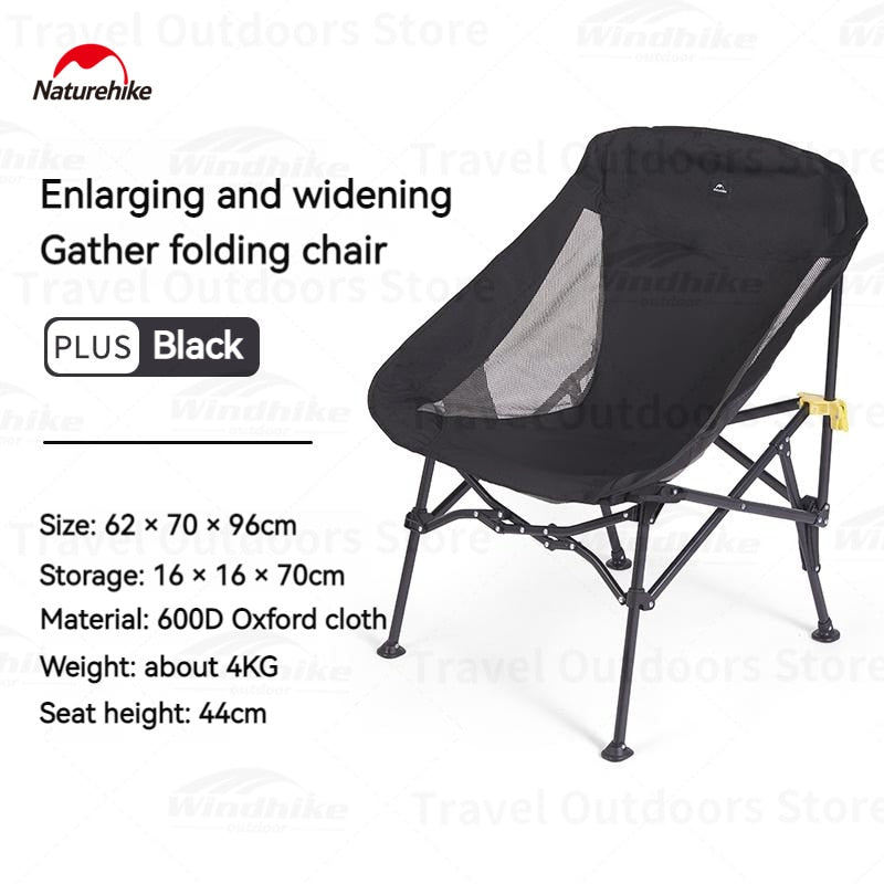 Naturehike STAR MOON PLUS Ultralight Outdoor Portable Folding Camping Large Wide Moon Chair 120kg Max 600D Oxford Titanium Bracket Travel Chair YL04