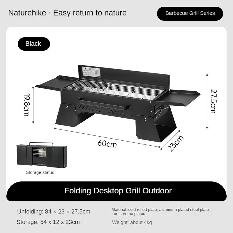 Naturehike Folding Desktop Grill Outdoor Portable Lightweight Barbecue BBQ Stove Burner Charcoal Grill Easy To Disassemble And Wash Camping Hiking Picnic Kitchenware Cookware Beach Travel Equipment Heavy Duty Original Nature Hike